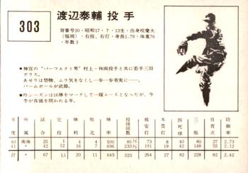 1967 Kabaya-Leaf (JF 4) #303 Taisuke Watanabe Back