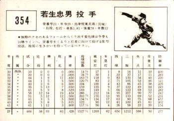 1967 Kabaya-Leaf (JF 4) #354 Tadao Wako Back
