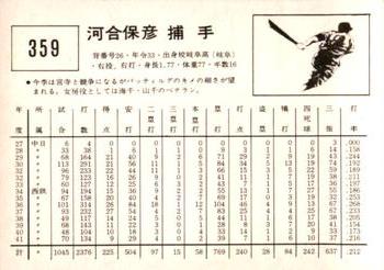 1967 Kabaya-Leaf (JF 4) #359 Yasuhiko Kawai Back