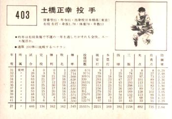 1967 Kabaya-Leaf (JF 4) #403 Masayuki Dobashi Back