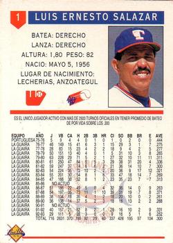 1993-94 Line Up Venezuelan Winter League #1 Luis Salazar Back