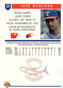 1993-94 Line Up Venezuelan Winter League #24 Jose Marchan Back