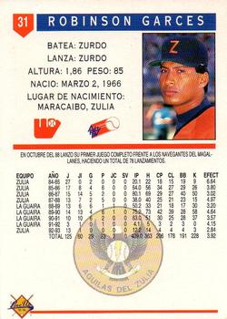 1993-94 Line Up Venezuelan Winter League #31 Robinson Garces Back