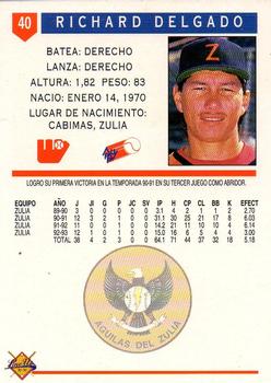1993-94 Line Up Venezuelan Winter League #40 Richard Delgado Back