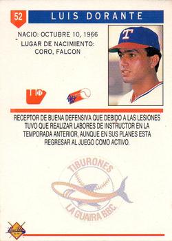 1993-94 Line Up Venezuelan Winter League #52 Luis Dorante Back