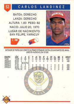 1993-94 Line Up Venezuelan Winter League #53 Carlos Landinez Back