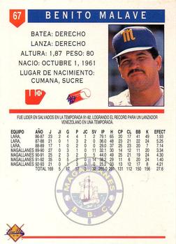 1993-94 Line Up Venezuelan Winter League #67 Benito Malave Back