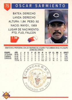 1993-94 Line Up Venezuelan Winter League #75 Oscar Sarmiento Back