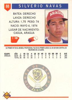 1993-94 Line Up Venezuelan Winter League #88 Silverio Navas Back