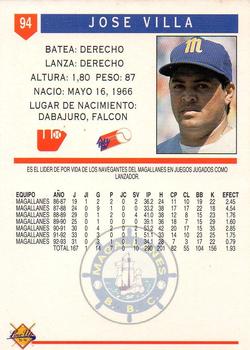 1993-94 Line Up Venezuelan Winter League #94 Jose Villa Back