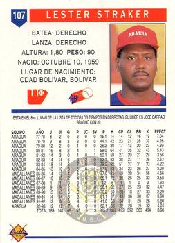 1993-94 Line Up Venezuelan Winter League #107 Lester Straker Back