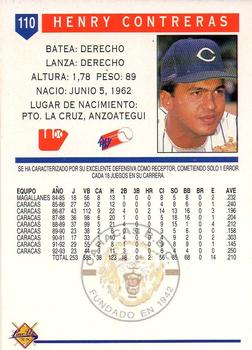 1993-94 Line Up Venezuelan Winter League #110 Henry Contreras Back