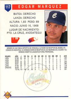 1993-94 Line Up Venezuelan Winter League #117 Edgar Marquez Back