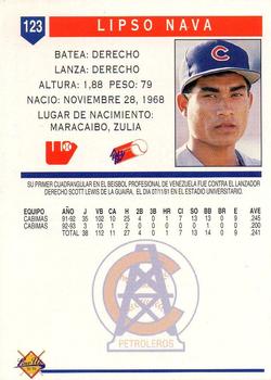 1993-94 Line Up Venezuelan Winter League #123 Lipso Nava Back