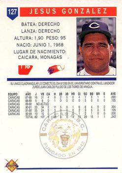 1993-94 Line Up Venezuelan Winter League #127 Jesus Gonzalez Back