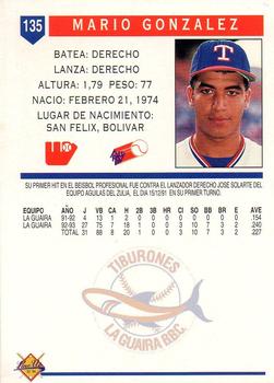 1993-94 Line Up Venezuelan Winter League #135 Mario Gonzalez Back
