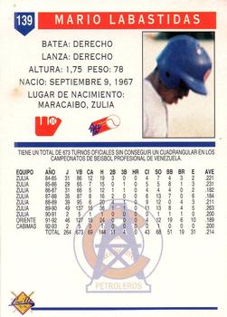 1993-94 Line Up Venezuelan Winter League #139 Mario Labastidas Back