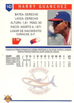 1993-94 Line Up Venezuelan Winter League #143 Harry Guanchez Back