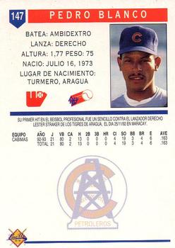 1993-94 Line Up Venezuelan Winter League #147 Pedro Blanco Back