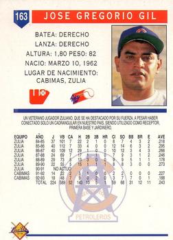 1993-94 Line Up Venezuelan Winter League #163 Jose G. Gil Back