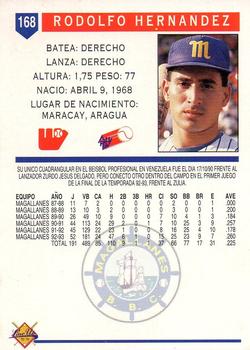 1993-94 Line Up Venezuelan Winter League #168 Rodolfo Hernandez Back