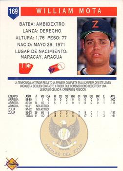 1993-94 Line Up Venezuelan Winter League #169 William Mota Back