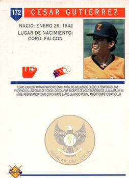 1993-94 Line Up Venezuelan Winter League #172 Cesar Gutierrez Back