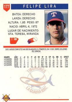 1993-94 Line Up Venezuelan Winter League #177 Felipe Lira Back