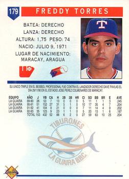 1993-94 Line Up Venezuelan Winter League #179 Freddy Torres Back