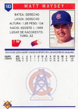1993-94 Line Up Venezuelan Winter League #183 Matt Maysey Back