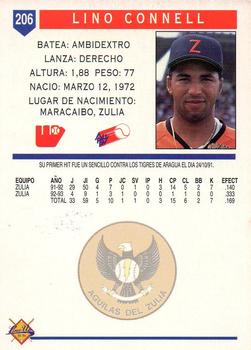 1993-94 Line Up Venezuelan Winter League #206 Lino Connell Back