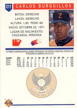 1993-94 Line Up Venezuelan Winter League #211 Carlos Burguillos Back