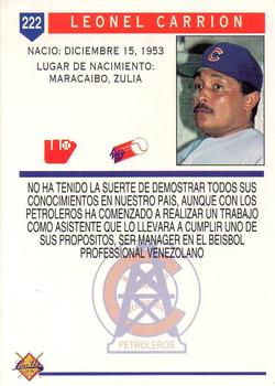 1993-94 Line Up Venezuelan Winter League #222 Leonel Carrion Back