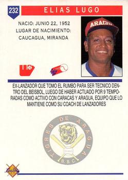 1993-94 Line Up Venezuelan Winter League #232 Elias Lugo Back
