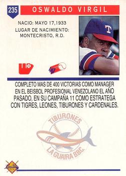 1993-94 Line Up Venezuelan Winter League #235 Oswaldo Virgil Back