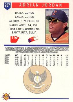 1993-94 Line Up Venezuelan Winter League #237 Adrian Jordan Back