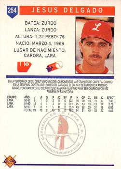 1993-94 Line Up Venezuelan Winter League #254 Jesus Delgado Back