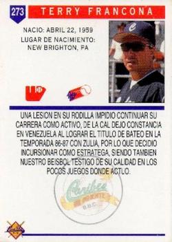 1993-94 Line Up Venezuelan Winter League #273 Terry Francona Back
