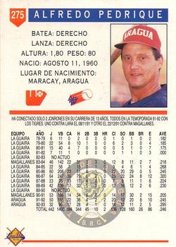 1993-94 Line Up Venezuelan Winter League #275 Alfredo Pedrique Back
