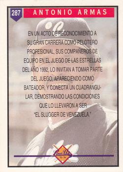 1993-94 Line Up Venezuelan Winter League #287 Antonio Armas Back