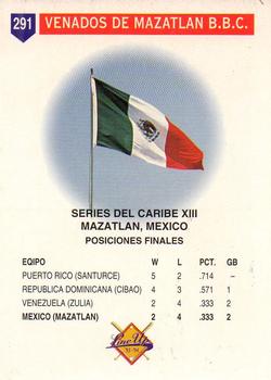 1993-94 Line Up Venezuelan Winter League #291 Venados de Mazatlan Team Back