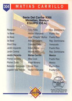 1993-94 Line Up Venezuelan Winter League #304 Matias Carrillo Back