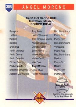 1993-94 Line Up Venezuelan Winter League #306 Angel Moreno Back
