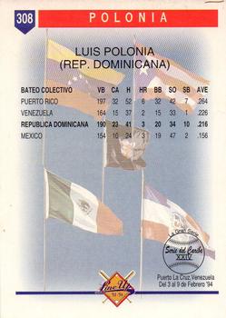 1993-94 Line Up Venezuelan Winter League #308 Luis Polonia Back