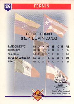 1993-94 Line Up Venezuelan Winter League #309 Felix Fermin Back