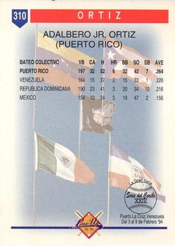 1993-94 Line Up Venezuelan Winter League #310 Adalberto Ortiz Back