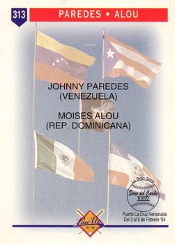 1993-94 Line Up Venezuelan Winter League #313 Johnny Paredes / Moises Alou Back