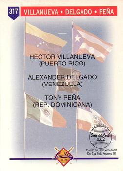 1993-94 Line Up Venezuelan Winter League #317 Hector Villanueva / Alexander Delgado / Tony Pena Back