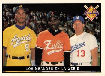 1993-94 Line Up Venezuelan Winter League #321 Moises Alou / William Canate / Erick Fox Front
