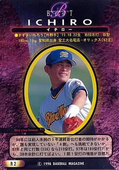 1998 BBM - Baseball's Best #R2 Ichiro Suzuki Back